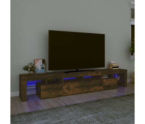 Mueble de TV con luces LED color roble ahumado 230x36,5x40 cm