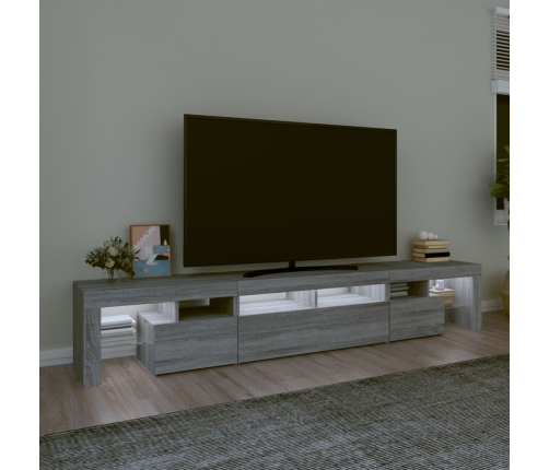 vidaXL Mueble de TV con luces LED gris Sonoma 230x36,5x40 cm