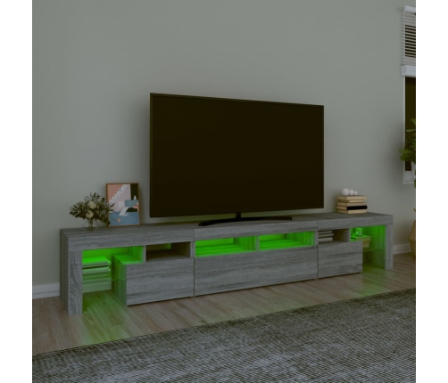 vidaXL Mueble de TV con luces LED gris Sonoma 230x36,5x40 cm