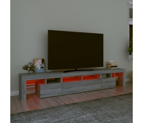 vidaXL Mueble de TV con luces LED gris Sonoma 230x36,5x40 cm