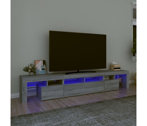 vidaXL Mueble de TV con luces LED gris Sonoma 230x36,5x40 cm