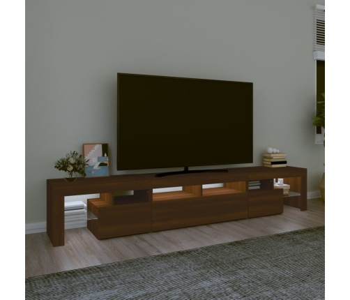 Mueble de TV con luces LED marrón roble 230x36,5x40 cm