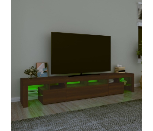 vidaXL Mueble de TV con luces LED marrón roble 230x36,5x40 cm