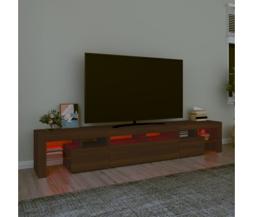 Mueble de TV con luces LED marrón roble 230x36,5x40 cm