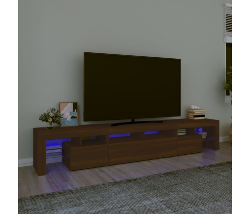 Mueble de TV con luces LED marrón roble 230x36,5x40 cm