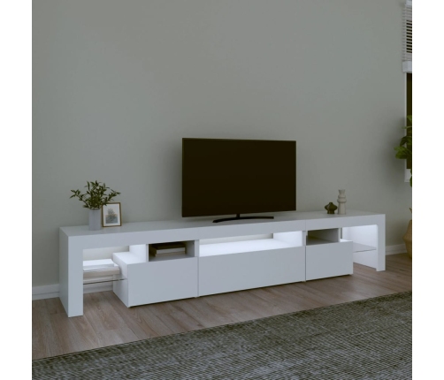 Mueble de TV con luces LED blanco 215x36,5x40 cm