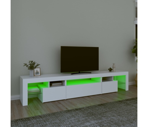 Mueble de TV con luces LED blanco 215x36,5x40 cm