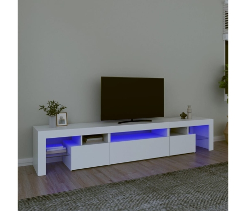 Mueble de TV con luces LED blanco 215x36,5x40 cm