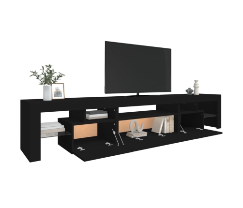 Mueble de TV con luces LED Negro 215x36,5x40 cm