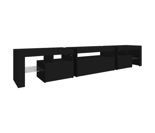 Mueble de TV con luces LED Negro 215x36,5x40 cm