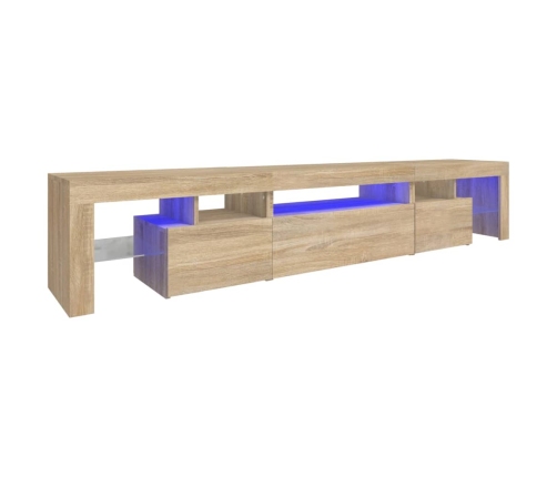 Mueble de TV con luces LED roble Sonoma 215x36,5x40 cm