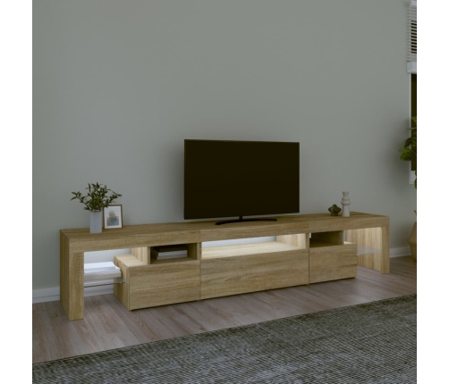 Mueble de TV con luces LED roble Sonoma 215x36,5x40 cm