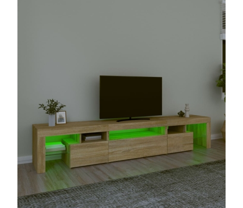 Mueble de TV con luces LED roble Sonoma 215x36,5x40 cm