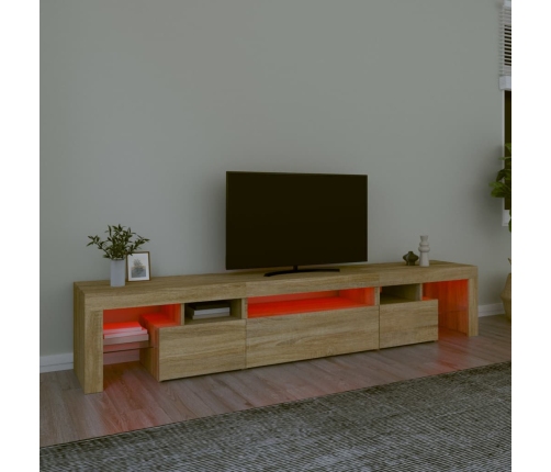 Mueble de TV con luces LED roble Sonoma 215x36,5x40 cm