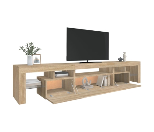 Mueble de TV con luces LED roble Sonoma 215x36,5x40 cm