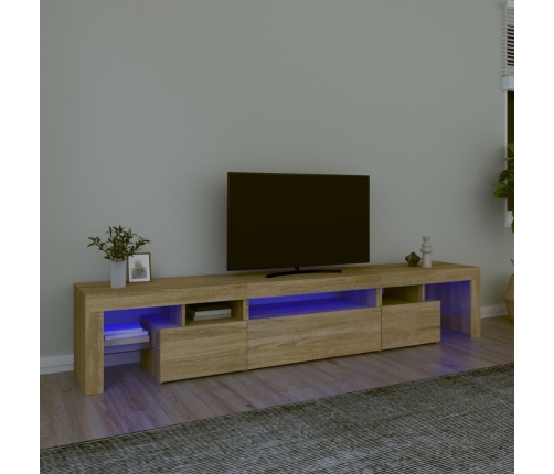 Mueble de TV con luces LED roble Sonoma 215x36,5x40 cm