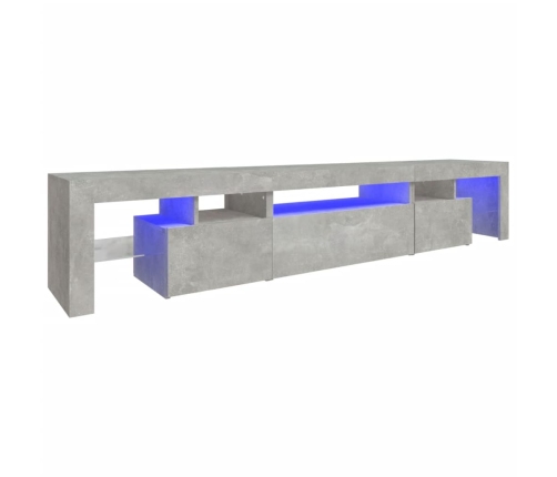 Mueble de TV con luces LED gris hormigón 215x36,5x40 cm