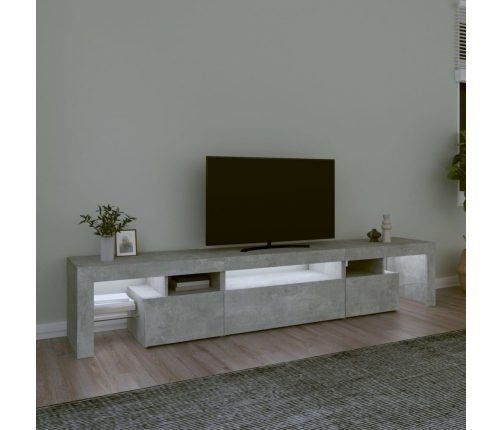 Mueble de TV con luces LED gris hormigón 215x36,5x40 cm