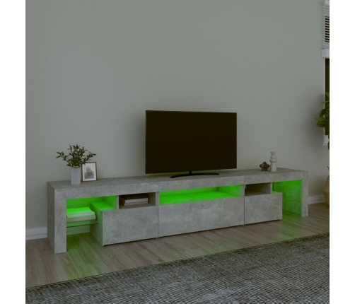 Mueble de TV con luces LED gris hormigón 215x36,5x40 cm