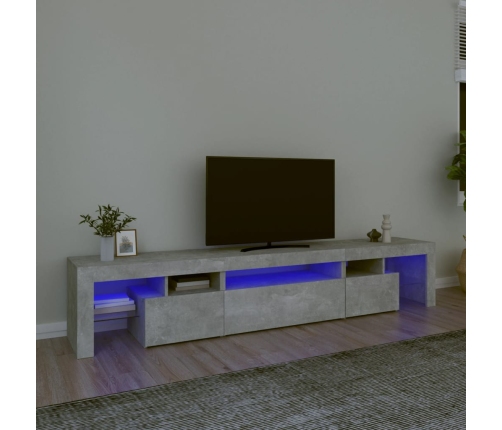 Mueble de TV con luces LED gris hormigón 215x36,5x40 cm