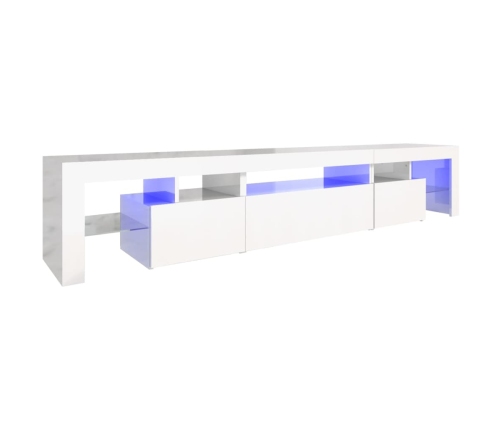 vidaXL Mueble de TV con luces LED blanco brillante 215x36,5x40 cm