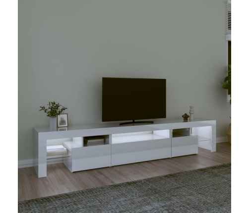 vidaXL Mueble de TV con luces LED blanco brillante 215x36,5x40 cm