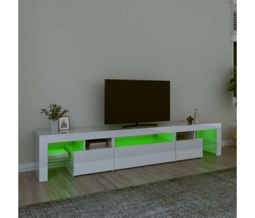 vidaXL Mueble de TV con luces LED blanco brillante 215x36,5x40 cm