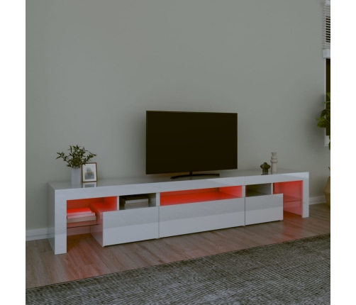 vidaXL Mueble de TV con luces LED blanco brillante 215x36,5x40 cm