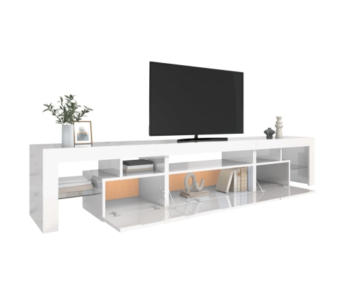 vidaXL Mueble de TV con luces LED blanco brillante 215x36,5x40 cm