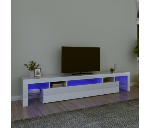 vidaXL Mueble de TV con luces LED blanco brillante 215x36,5x40 cm