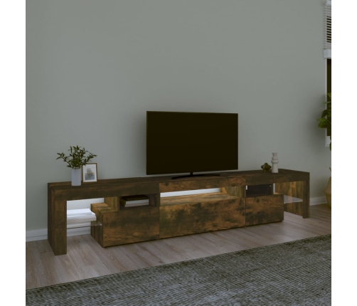 vidaXL Mueble de TV con luces LED color roble ahumado 215x36,5x40 cm