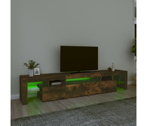 vidaXL Mueble de TV con luces LED color roble ahumado 215x36,5x40 cm