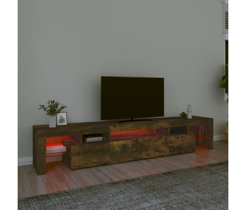 vidaXL Mueble de TV con luces LED color roble ahumado 215x36,5x40 cm