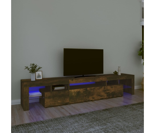 vidaXL Mueble de TV con luces LED color roble ahumado 215x36,5x40 cm