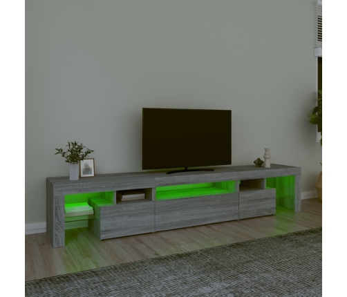 Mueble de TV con luces LED gris Sonoma 215x36,5x40 cm