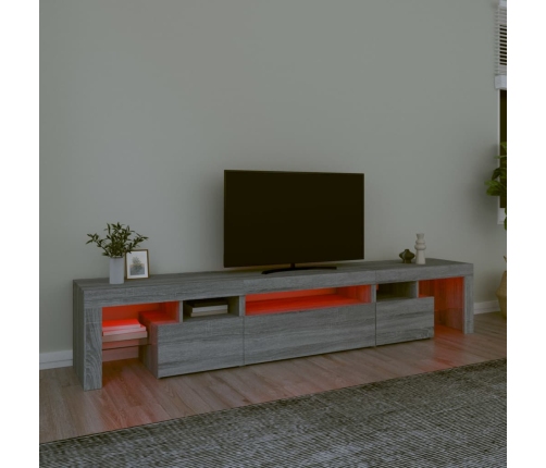 Mueble de TV con luces LED gris Sonoma 215x36,5x40 cm