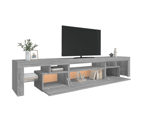 Mueble de TV con luces LED gris Sonoma 215x36,5x40 cm