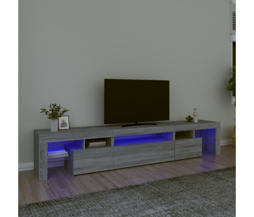 Mueble de TV con luces LED gris Sonoma 215x36,5x40 cm