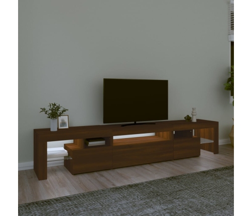 vidaXL Mueble de TV con luces LED marrón roble 215x36,5x40 cm