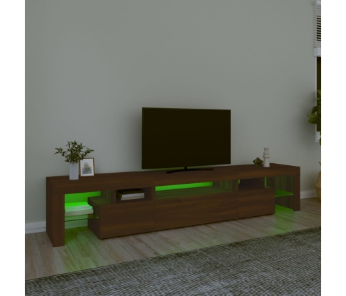 Mueble de TV con luces LED marrón roble 215x36,5x40 cm