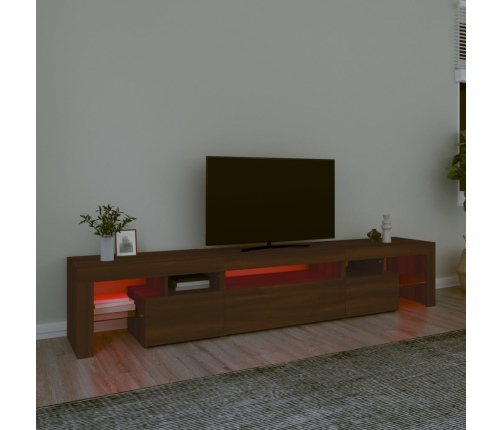 vidaXL Mueble de TV con luces LED marrón roble 215x36,5x40 cm