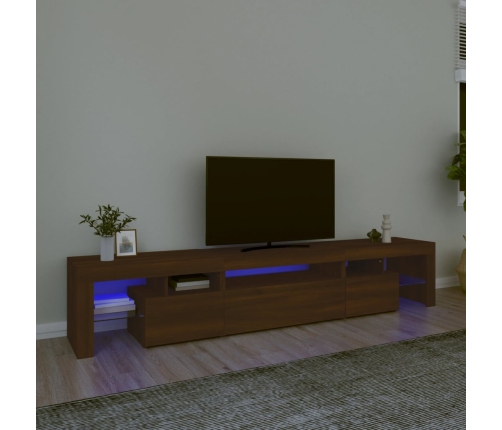 Mueble de TV con luces LED marrón roble 215x36,5x40 cm