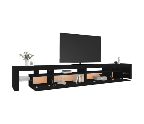 Mueble de TV con luces LED negro 290x36,5x40 cm