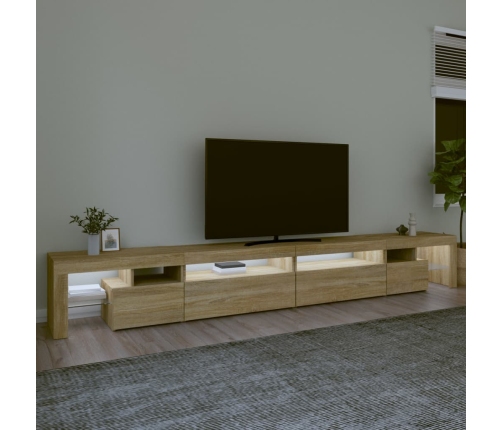 Mueble de TV con luces LED color roble Sonoma 290x36,5x40 cm