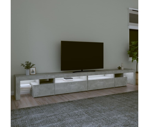 Mueble de TV con luces LED gris hormigón 290x36,5x40 cm