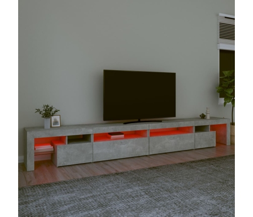 Mueble de TV con luces LED gris hormigón 290x36,5x40 cm