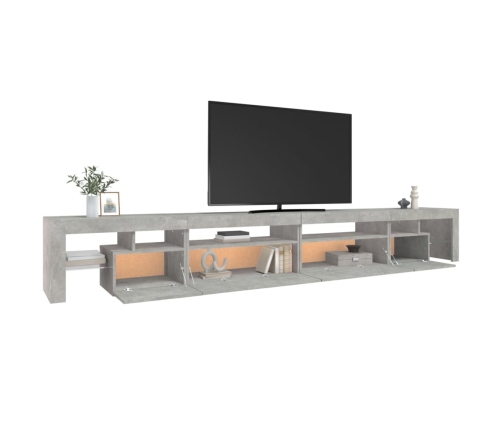 Mueble de TV con luces LED gris hormigón 290x36,5x40 cm