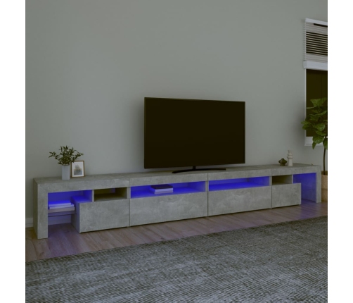 Mueble de TV con luces LED gris hormigón 290x36,5x40 cm