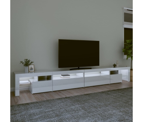 Mueble de TV con luces LED blanco brillante 290x36,5x40 cm