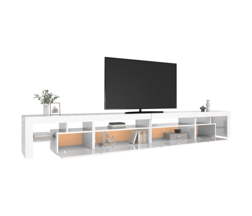 Mueble de TV con luces LED blanco brillante 290x36,5x40 cm